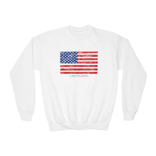 Boys Crewneck Sweatshirt - American Flag Design