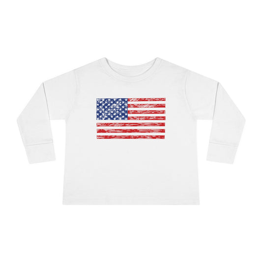 Toddler Long Sleeve Tee - USA Flag Design